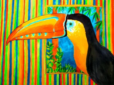 Peinture intitulée "Toucan" par Macrib, Œuvre d'art originale, Huile