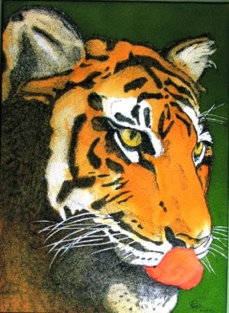 Peinture intitulée "Tigre" par Macrib, Œuvre d'art originale, Huile