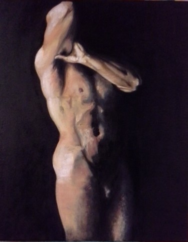 Painting titled "Torso masculino" by Cris Alvarez, Original Artwork, Oil