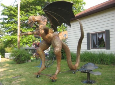 Sculpture titled "dragon complete" by Mac, Original Artwork, Metals