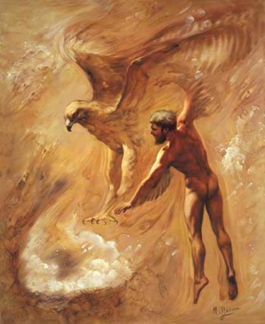 Peinture intitulée "Aigle d'Or" par Mad Mad-Jarova, Œuvre d'art originale, Huile