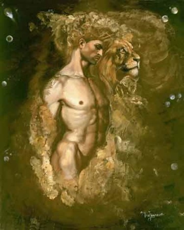 Peinture intitulée "Lion Légendaire" par Mad Mad-Jarova, Œuvre d'art originale
