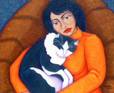Painting titled "Morgana with woman" by Madalena Lobao-Tello, Original Artwork, Acrylic