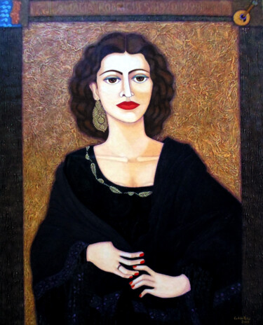 Ζωγραφική με τίτλο "Amalia Rodrigues" από Madalena Lobao-Tello, Αυθεντικά έργα τέχνης, Ακρυλικό