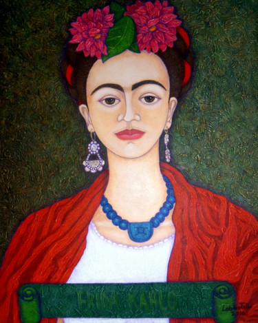 Painting titled "Frida Kahlo portrai…" by Madalena Lobao-Tello, Original Artwork, Acrylic