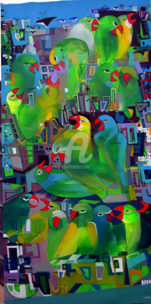Peinture intitulée "urban-noise-ii-acry…" par Madan Lal, Œuvre d'art originale, Acrylique