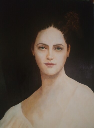 Painting titled "Étude jeune fille" by Madargue, Original Artwork, Oil