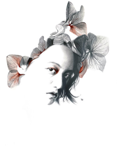 Botanic face 1 Zeichnungen mit dem Titel "Botanic face 1" von Madeline Berger (MadB), Original-Kunstwerk, Bleistift