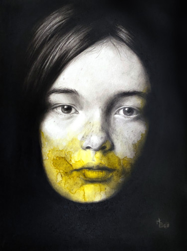 inaudible noir et jaune Dessin intitulée "inaudible noir et j…" par Madeline Berger (MadB), Œuvre d'art originale, Graphite