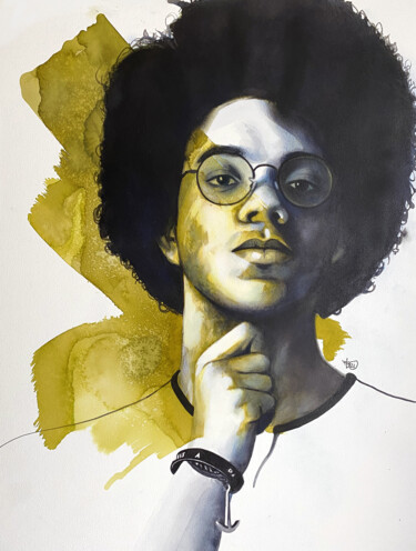 Déterminé Malerei mit dem Titel "Déterminé" von Madeline Berger (MadB), Original-Kunstwerk, Aquarell