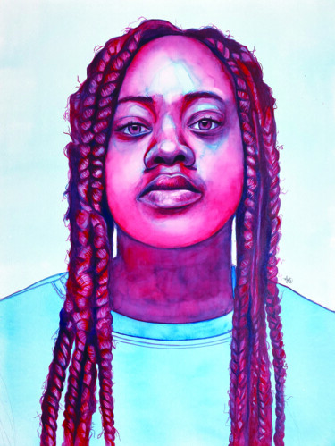 Vanille en bleu Peinture intitulée "Vanille en bleu" par Madeline Berger (MadB), Œuvre d'art originale, Aquarelle
