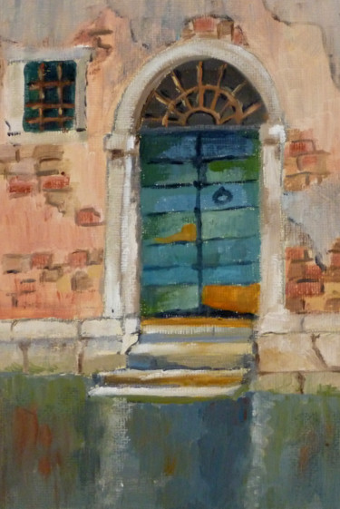 Painting titled "Old Venetian Door 5…" by Maddalena Pacini, Original Artwork, Oil
