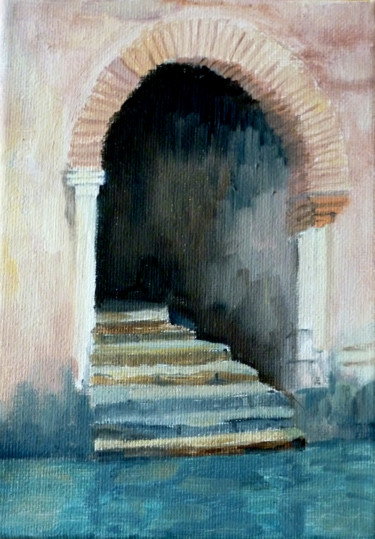 Pittura intitolato "Old Venetian Door 1" da Maddalena Pacini, Opera d'arte originale, Olio