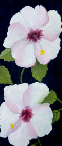 Painting titled "Hibiscus" by Maddalena Pacini, Original Artwork, Oil