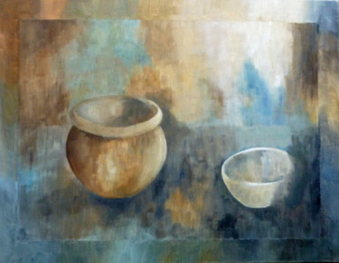 Painting titled "Two Pots" by Maddalena Pacini, Original Artwork, Oil