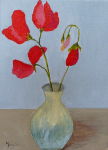 Painting titled "Sweet Peas   SOLD" by Maddalena Pacini, Original Artwork, Acrylic