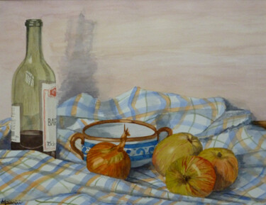 Painting titled "Tuscan Still Life" by Maddalena Pacini, Original Artwork, Watercolor