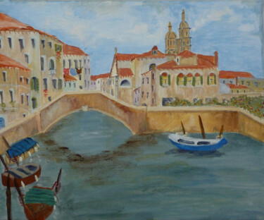 Painting titled "Venetian Bridge" by Maddalena Pacini, Original Artwork, Acrylic
