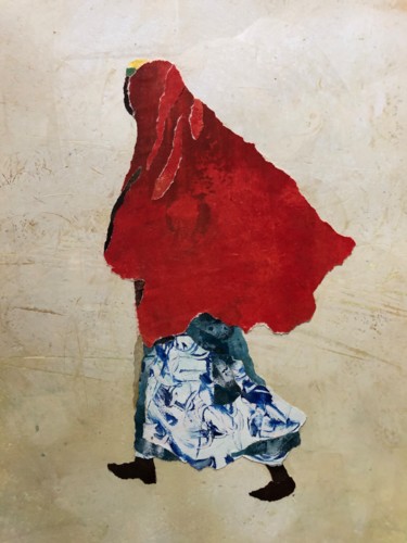 Collages intitulée "Woman in red" par Madeleine Van Drunen, Œuvre d'art originale, Collages