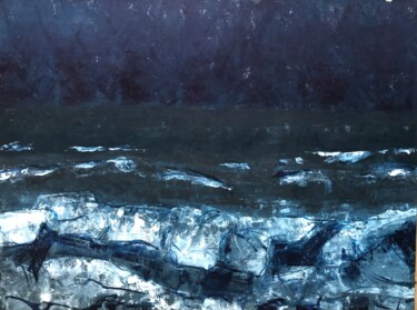 Pintura titulada "Nacht zee" por Madeleine Van Drunen, Obra de arte original, Oleo