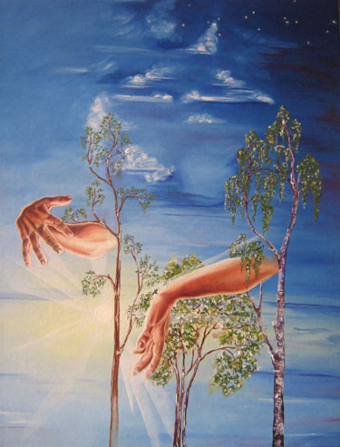 Картина под названием "Руки твои, Человек" - Мария Чуносова, Подлинное произведение искусства, Масло