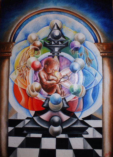Картина под названием "Сотворение" - Мария Чуносова, Подлинное произведение искусства, Масло