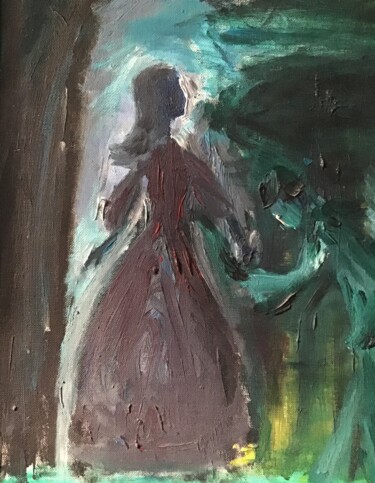 Painting titled "La reine saluée" by Madeleine Gendron, Original Artwork, Oil