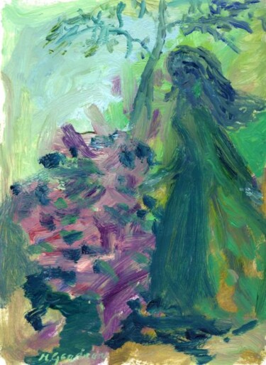 Painting titled "L'arrivée de Madame…" by Madeleine Gendron, Original Artwork, Oil