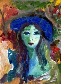 Ζωγραφική με τίτλο "Hermine bleue. Copy…" από Madeleine Gendron, Αυθεντικά έργα τέχνης, Λάδι