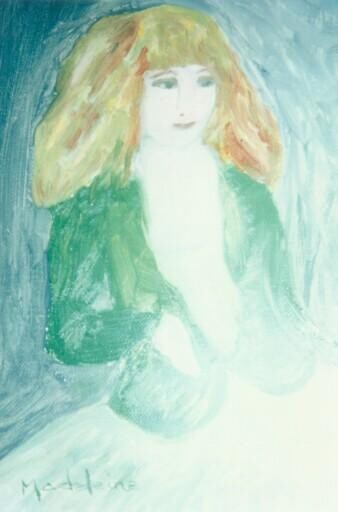Peinture intitulée "Fille en vert" par Madeleine Gendron, Œuvre d'art originale, Huile