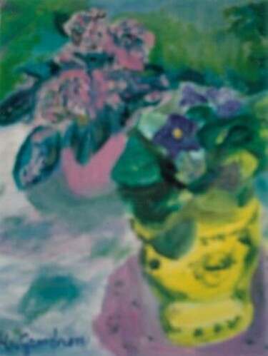 Pittura intitolato "Violettes" da Madeleine Gendron, Opera d'arte originale, Olio