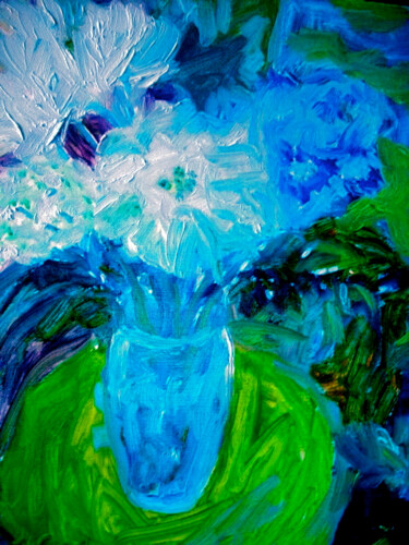 Fotografia intitulada "fleurs dans un vase…" por Madeleine Gendron, Obras de arte originais, Óleo