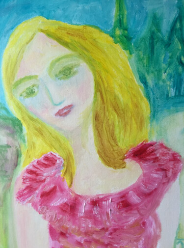 Painting titled "femme-en-rouge.jpg" by Madeleine Gendron, Original Artwork