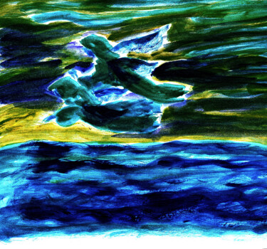 Pittura intitolato "vol celeste bleu.jpg" da Madeleine Gendron, Opera d'arte originale
