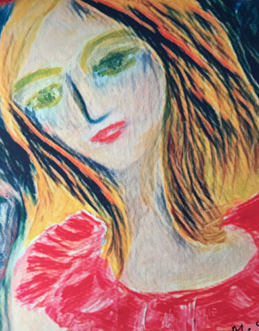 Peinture intitulée "Femme-en-rouge-homm…" par Madeleine Gendron, Œuvre d'art originale
