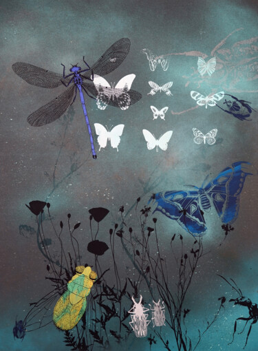 Printmaking titled "Insektenwiese" by Madeleine Gorges, Original Artwork, Screenprinting