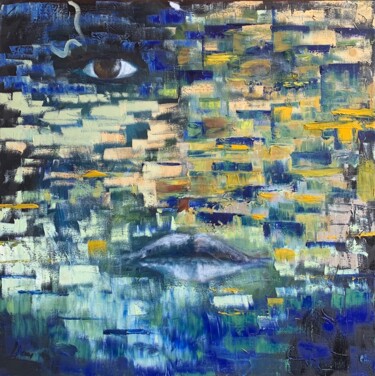 Peinture intitulée ""Il y a quelqu'un ?"" par Madeleine Mayen-Leize, Œuvre d'art originale, Huile