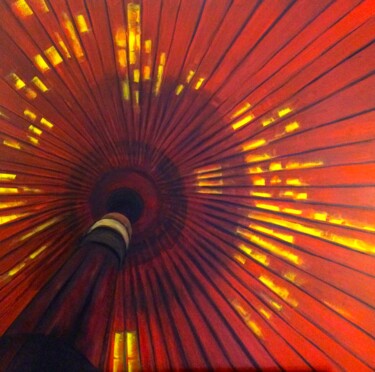 Pittura intitolato ""Ombrelle japonaise"" da Madeleine Mayen-Leize, Opera d'arte originale, Olio