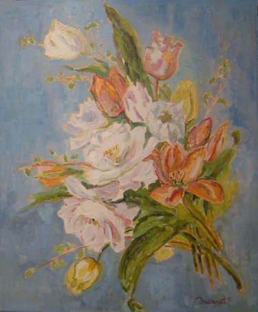 Peinture intitulée "bouquet-romantique-…" par Madeleine Monnet, Œuvre d'art originale