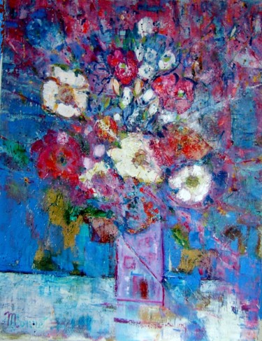 Peinture intitulée "fleurs-des-collines…" par Madeleine Monnet, Œuvre d'art originale
