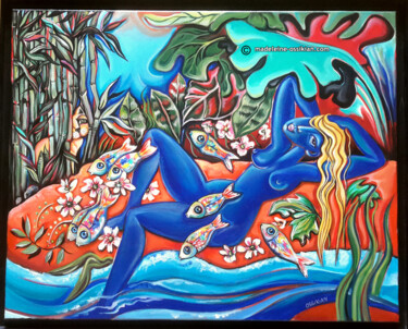 Картина под названием "nu bleu" - Madeleine Ossikian, Подлинное произведение искусства, Акрил