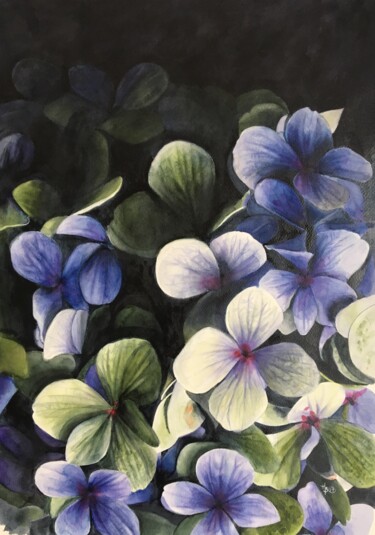 Peinture intitulée "Purple Breizh" par Madeline Berger (MadB), Œuvre d'art originale, Aquarelle