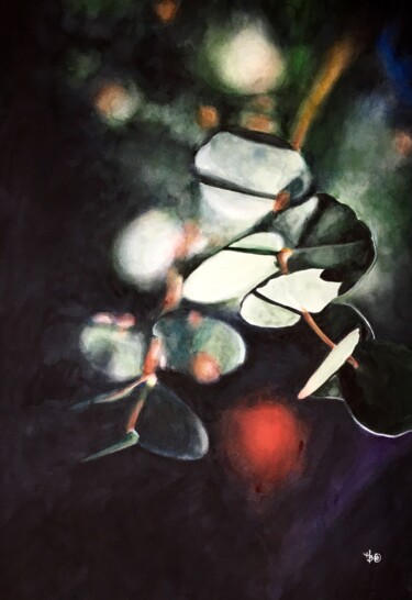 Peinture intitulée "Eucalyptus abstract" par Madeline Berger (MadB), Œuvre d'art originale, Aquarelle