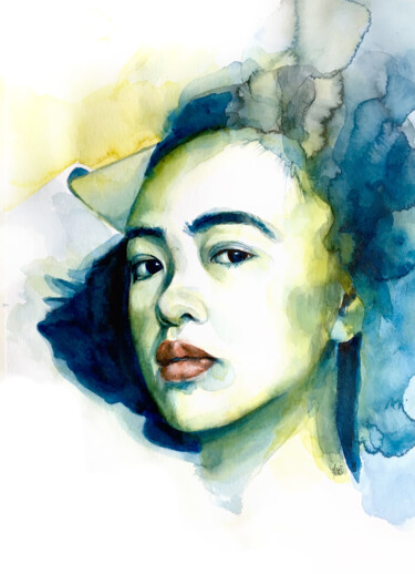 Painting titled "Blue thaï" by Madeline Berger (MadB), Original Artwork, Watercolor