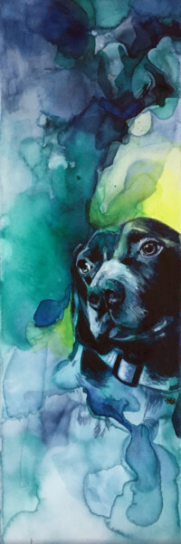 Painting titled "Chien 2" by Madeline Berger (MadB), Original Artwork, Watercolor