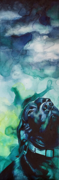 Painting titled "Chien 3" by Madeline Berger (MadB), Original Artwork, Watercolor