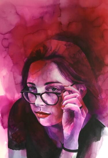 Painting titled "Rose" by Madeline Berger (MadB), Original Artwork, Watercolor