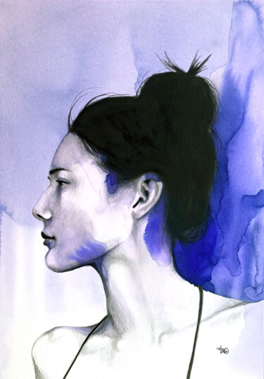 Malerei mit dem Titel "Rainbow violet" von Madeline Berger (MadB), Original-Kunstwerk, Aquarell