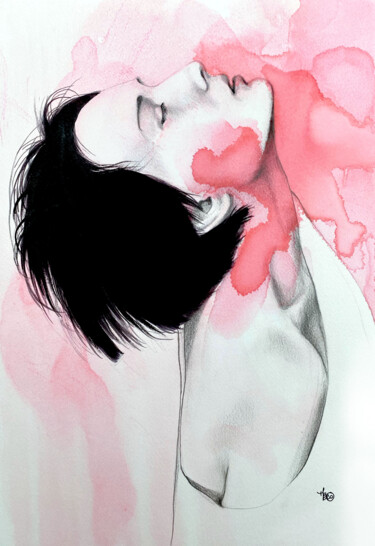 Schilderij getiteld "Rainbow rose" door Madeline Berger (MadB), Origineel Kunstwerk, Grafiet