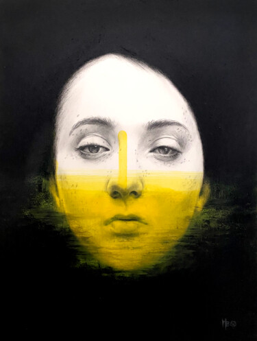 Drawing titled "Inaudible jaune" by Madeline Berger (MadB), Original Artwork, Pencil